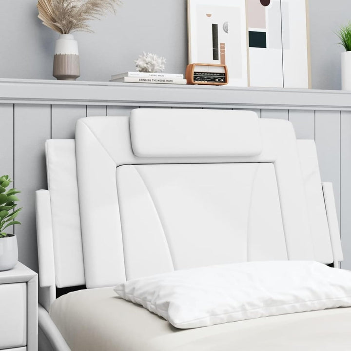 Homgoday Kunstleder Kopfkissen Weiss 100x3x49cm für Bettgestell mit LED-Leuchten Model3207725