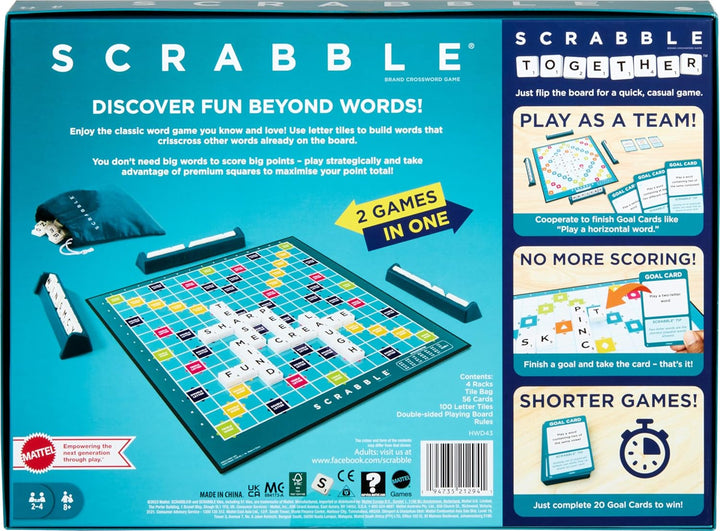 Mattel Games Scrabble Zwei in Eins, Version: Englisch, HWD43 English, English