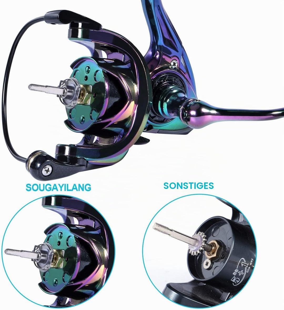 Sougayilang Spinning Angelrolle 6.0:1 Gear Ratio Graphit Rahmen 12 + 1 BB Bunte Angelrolle mit 25 lb