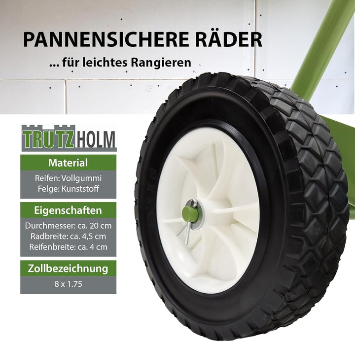 TRUTZHOLM Plattenwagen Stahl pulverbesichtet rostfrei Tragkraft 300 kg Aufstellbreite 18 cm Aufstell