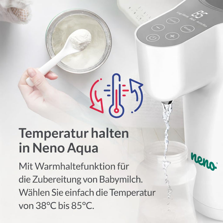Neno Aqua Flaschenzubereiter Baby - Wasserwärmer für Unterwegs - Wasserkocher Babynahrung - Heisswas