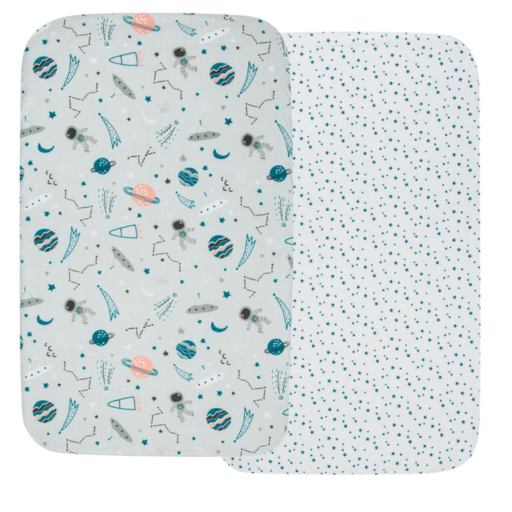 FlyIdeas Spannbettlaken für Kinderwagen Stubenwagen Moseskörbe 75x35 cm, 2 STK. - 2 Spannbettlaken P