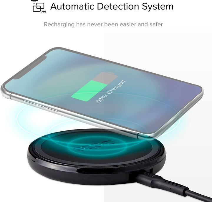 SBS Wireless Fast Charge Tischlader, 10 W für ultraschnelles Laden, Ladestation für Qi-Handys, Smart