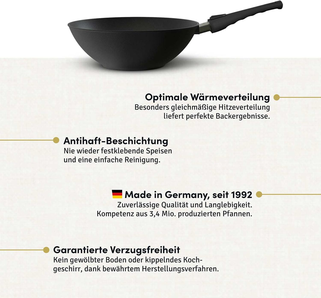 Hoffmann Wokpfanne by Bernd Zehner, Ø 30 cm, verzugsfreier Handguss, Keramikbeschichtung, Induktions