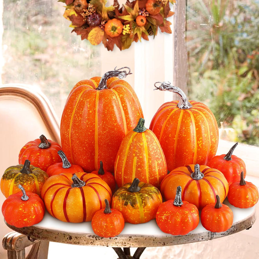 Benjia Kürbis Herbst Deko Dekoration Draussen, Gross Mini Orange Kürbisse Zierkürbisse Herbstdeko He
