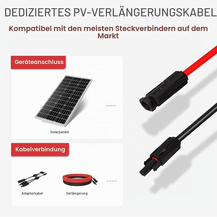 ECO-WORTHY Solarkabel 4mm² mit Solarstecker,2x5m Solarkabel Verlängerungskabel, PV Kabel Solarleitun