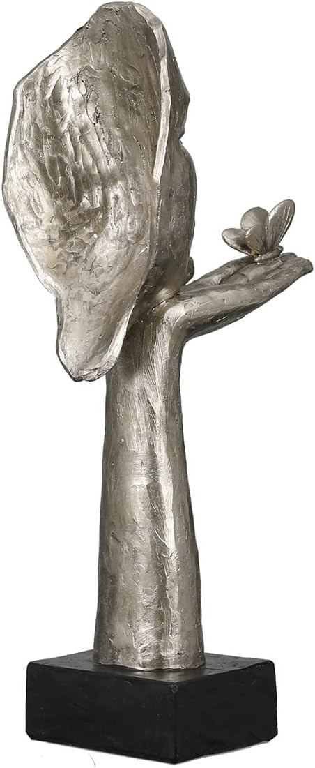 Casablanca Skulptur Figur Frau mit Schmetterling - Desire - antik-silberfarben - Höhe 34 cm - mit Sp