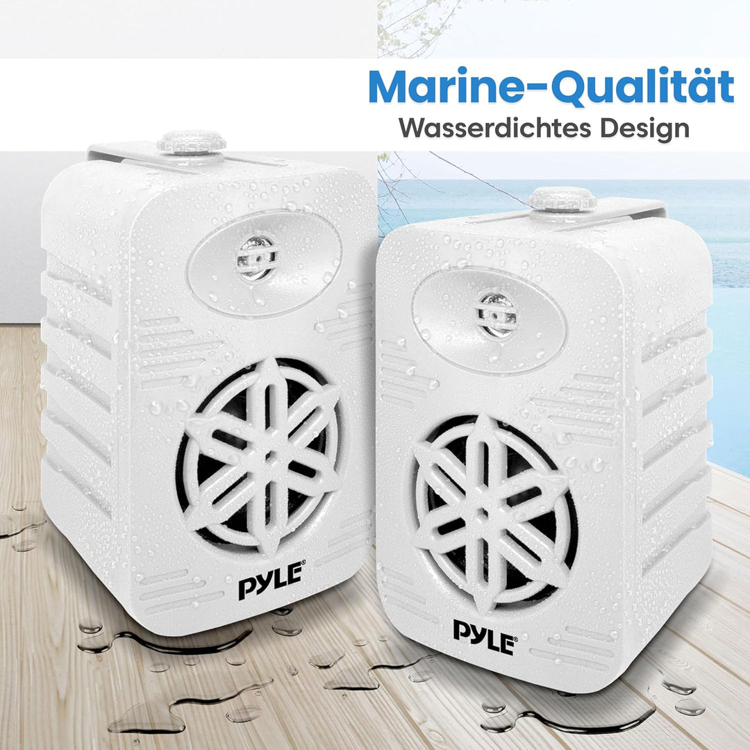 Pyle Lautsprecher Set Outdoor Indoor – 300W 4” 2-Wege Boxen wasserdicht Full Range Stereo Sound, Wet