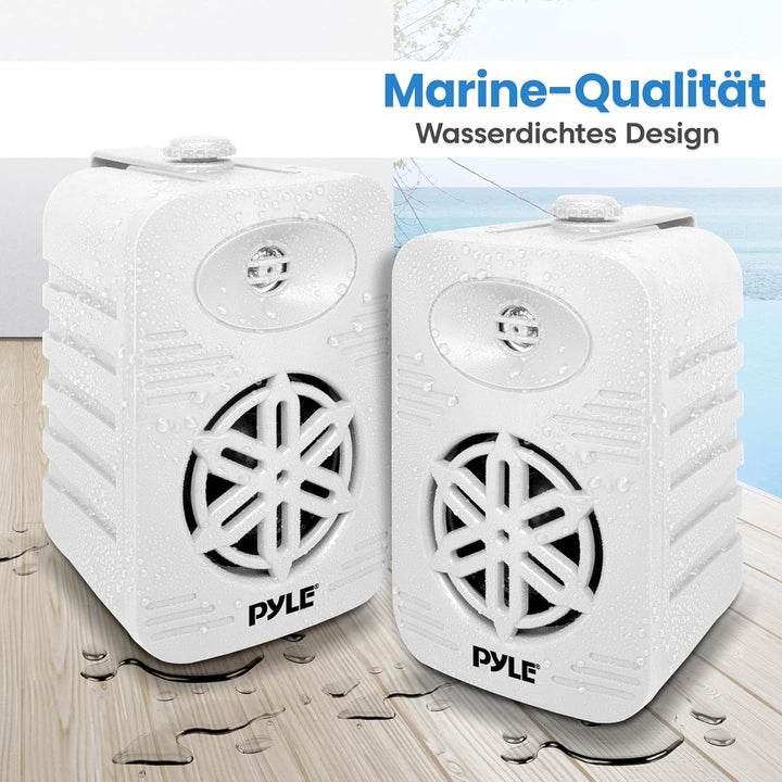 Pyle Lautsprecher Set Outdoor Indoor – 300W 4” 2-Wege Boxen wasserdicht Full Range Stereo Sound, Wet