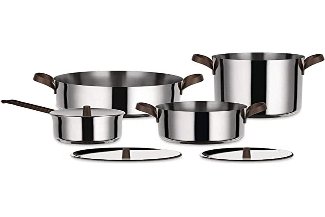 Alessi Edo PU100S7 - Design Topfset aus Edelstahl 18/10, Griffe aus Edelstahl 18/10 Mit PVD Beschich