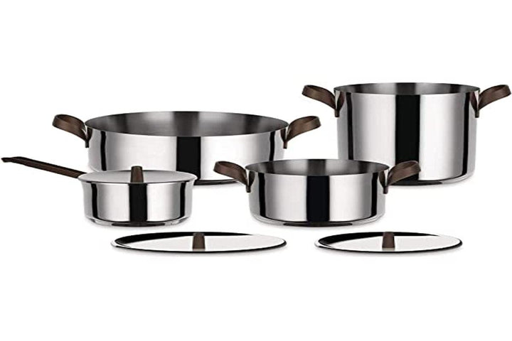 Alessi Edo PU100S7 - Design Topfset aus Edelstahl 18/10, Griffe aus Edelstahl 18/10 Mit PVD Beschich