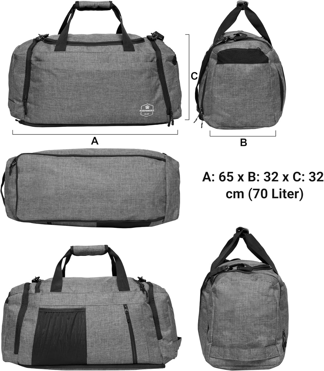 Ultimate Sportbag | Sporttasche mit Schuhfach & Nassfach mit Rucksackfunktion für Herren & Damen für