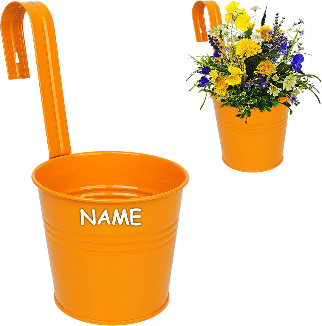 alles-meine.de GmbH 5 Stück Hänge - Blumentöpfe/Hängetöpfe/Pflanzschale - Metall - Ø 17 cm - orange