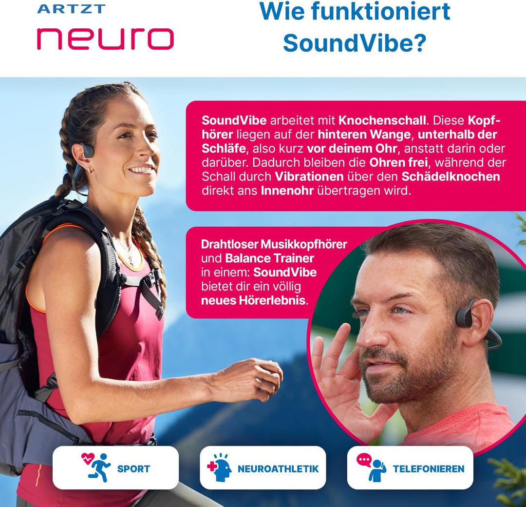 Knochenschall Kopfhörer Kabellos mit Mikrofon Open Ear Headset - SoundVibe - Schutz vor Wasser und S