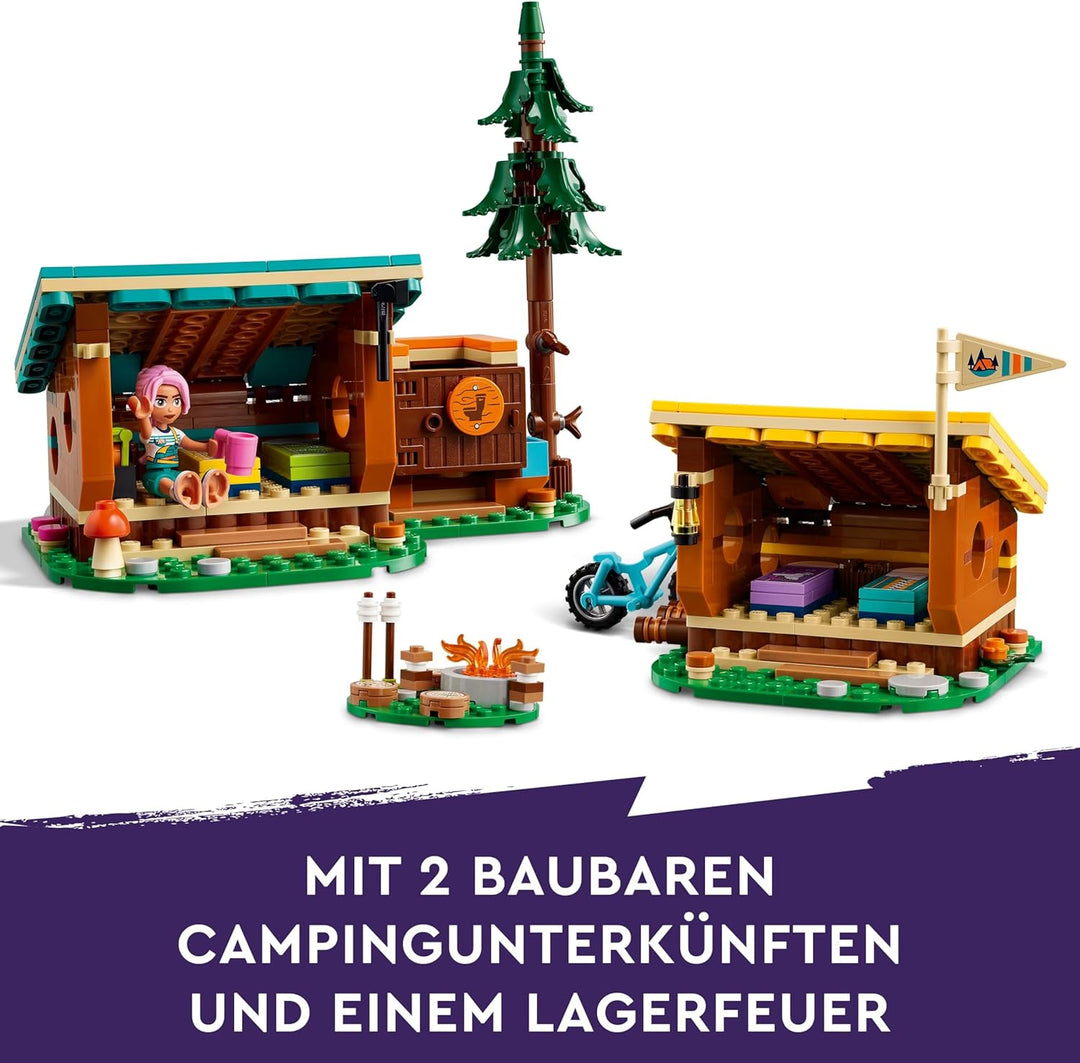 Lego Friends Gemütliche Hütten im Abenteuercamp, Spielset für Rollenspiele in freier Natur, Kindersp