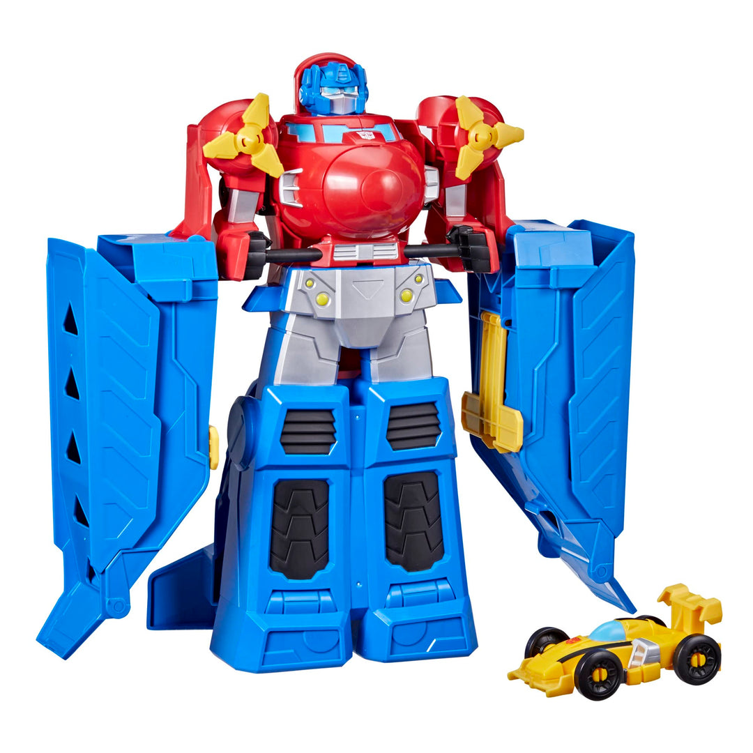 Transformers Spielzeuge Optimus Prime Jumbo Jet Flitzer Spielset mit 11 cm grosser Bumblebee Figur,