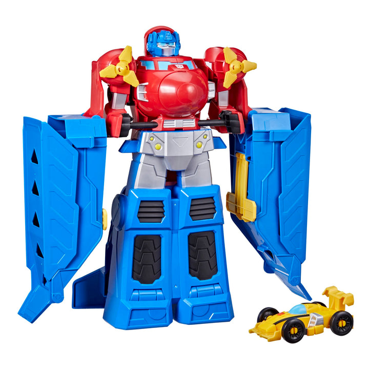 Transformers Spielzeuge Optimus Prime Jumbo Jet Flitzer Spielset mit 11 cm grosser Bumblebee Figur,
