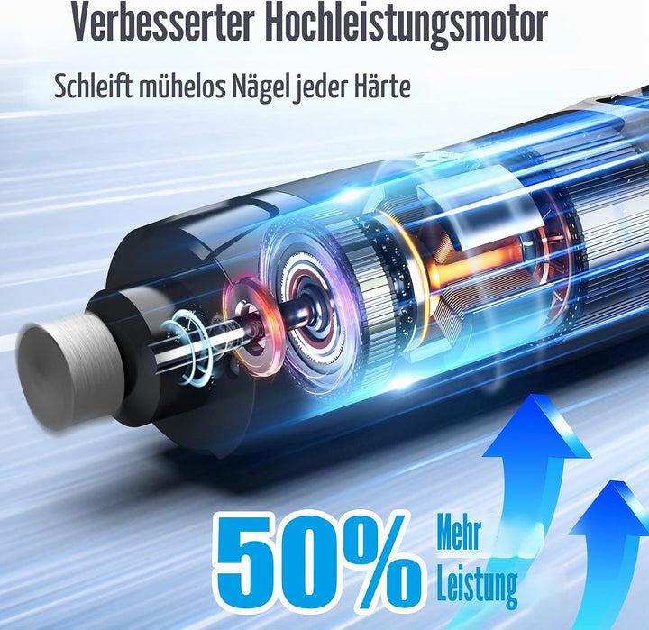Casfuy Neue 6-Gang Krallenschleifer für Hunde – 50% Mehr Leistung mit 2 LED Lichtern Leise 7 Stunden