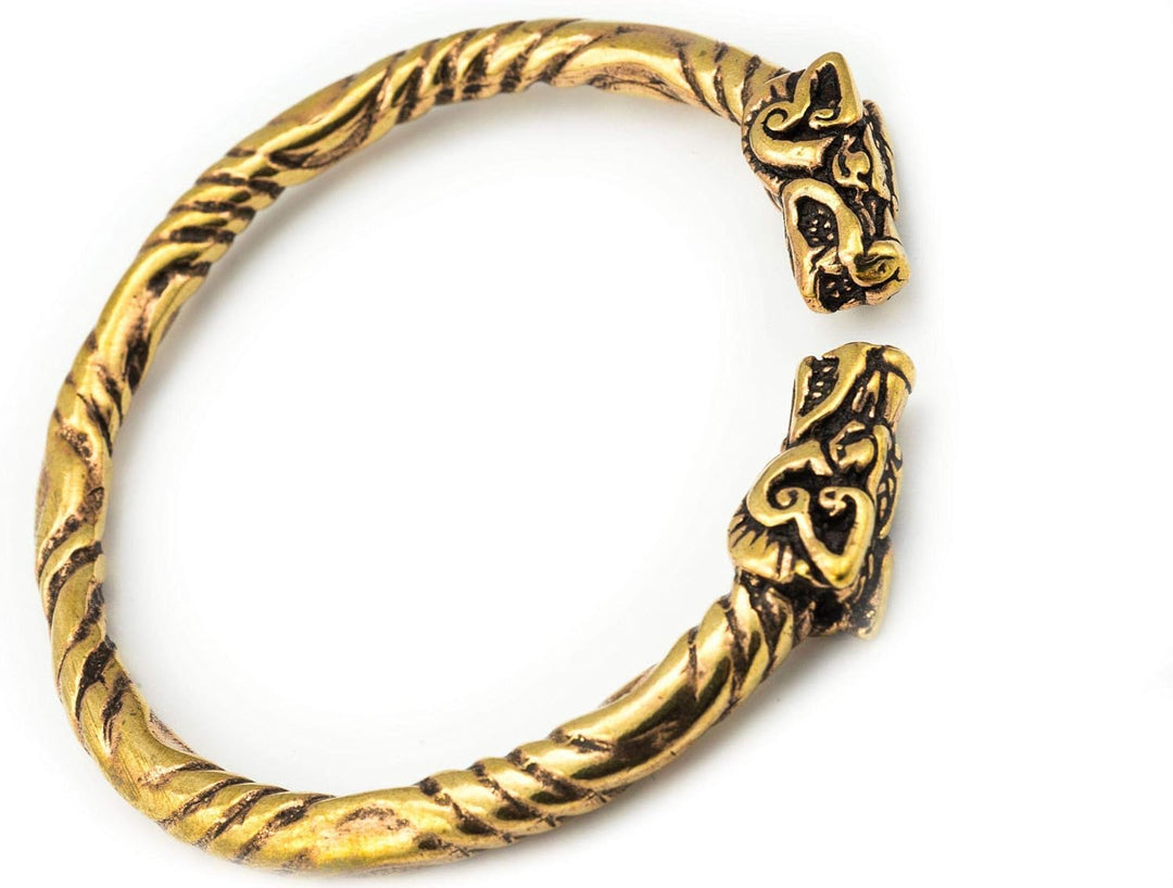 Windalf Vintage Vikings Armreif THORA Ø 5.7 cm Ethno Bohemia Drachen Armschmuck Hochwertige Bronze