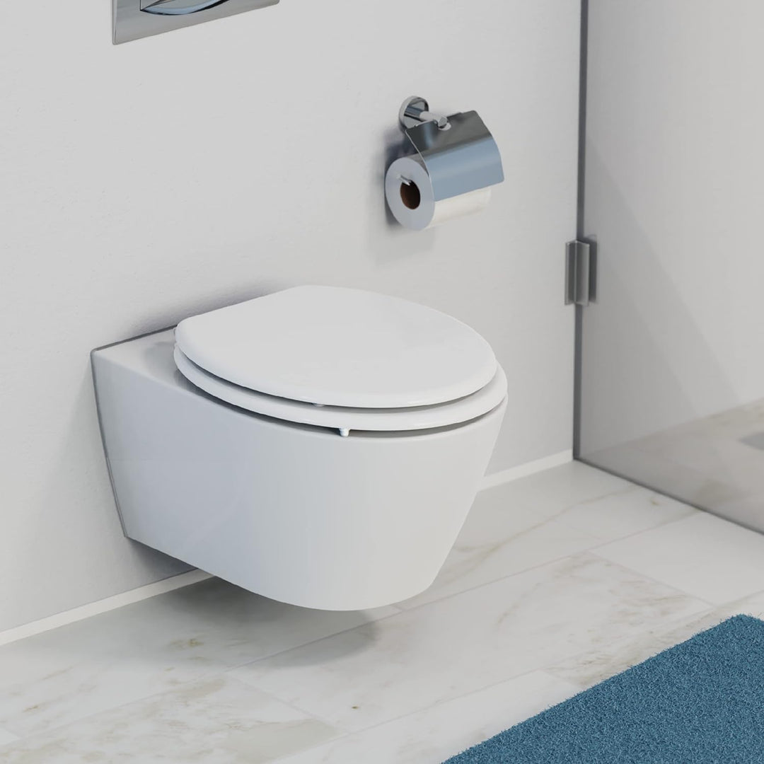 SCHÜTTE WC-Sitz WHITE, Holzkern Toilettendeckel, Klodeckel Weiss 84000