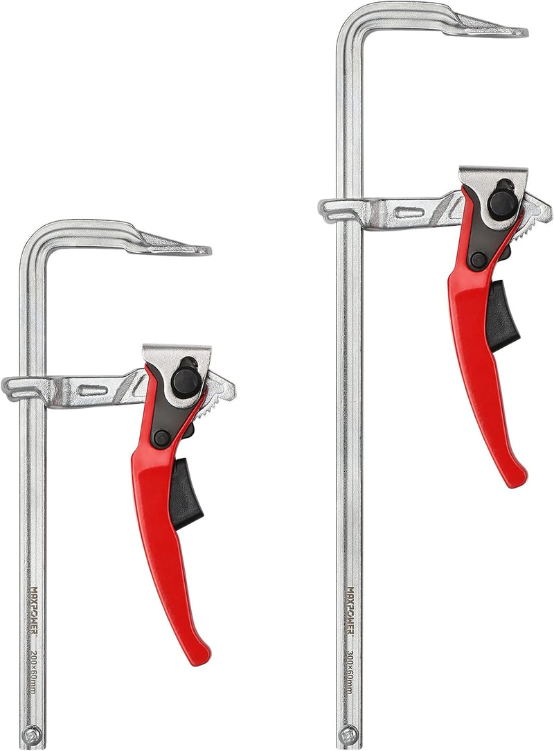 MAXPOWER 2 Stücke Schraubzwingen Set 200mmx60mm+300mmx60mm Ratsche Schnelle Veröffentlichung Schraub