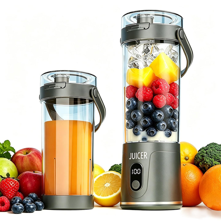 600ml Tragbarer Mixer Smoothie Maker to Go, Mini Standmixer, USB Aufladbarer, Kabellos Smoothie-Make