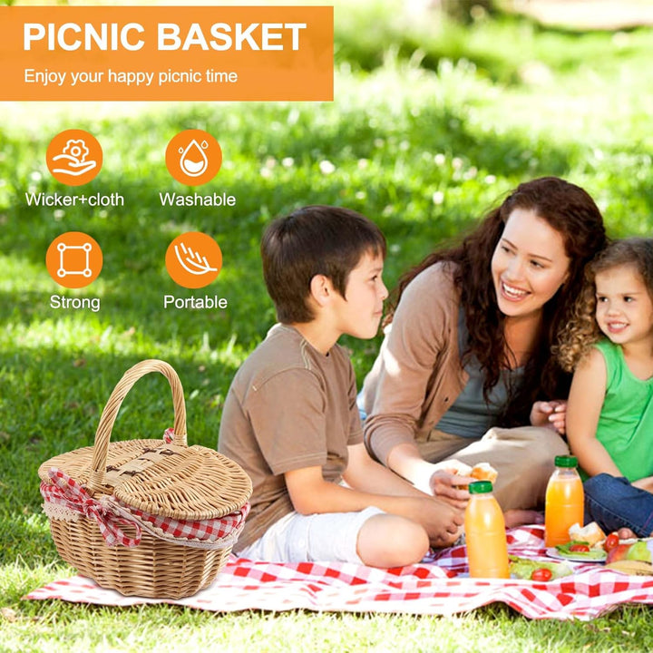 Happysnow Wicker Picknick Korb im Land Haus mit Deckel und & Liner für Picknicks, Partys und Grill A