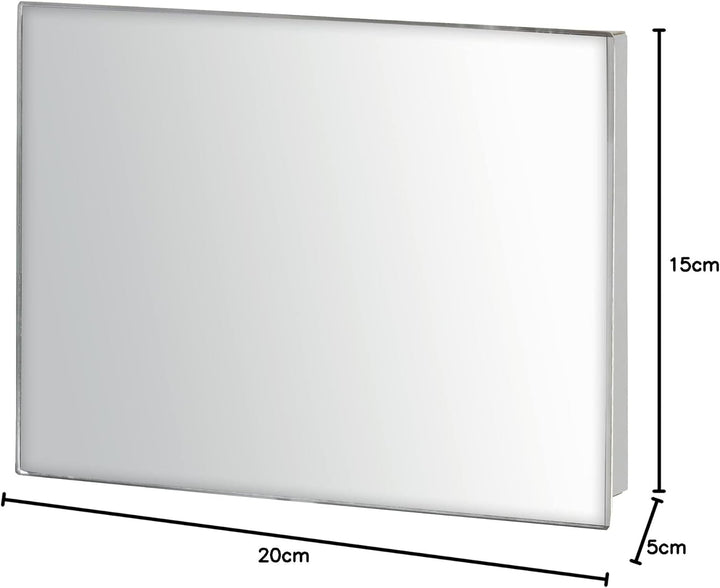 WENKO Schlüsselkasten Spiegel 20 x 15 cm - Schlüsselschrank, Spiegel-Magnettafel mit 7 Haken, Gehärt