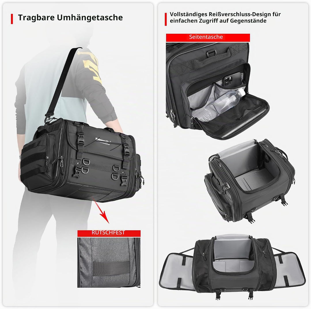 Rhinowalk Motorrad Sitztaschen 33-45L Wasserdicht Motor Rücksitztasche Gepäcktasche Hecktasche Erwei