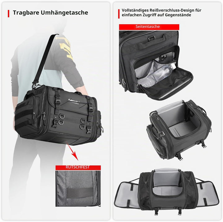 Rhinowalk Motorrad Sitztaschen 33-45L Wasserdicht Motor Rücksitztasche Gepäcktasche Hecktasche Erwei