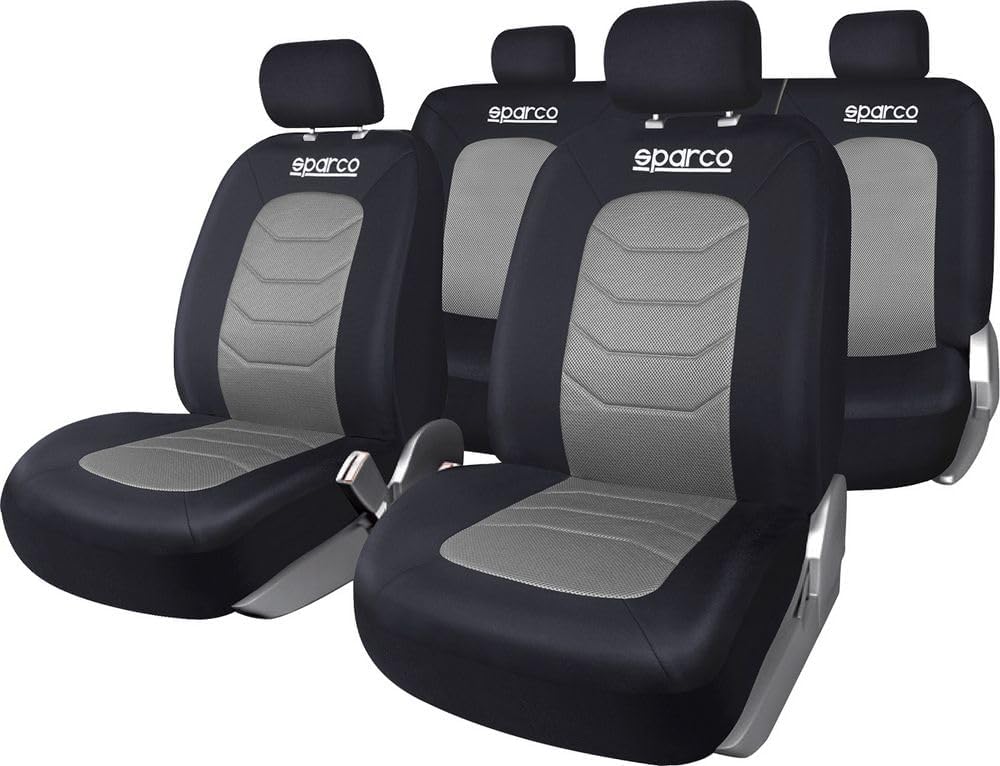 Sparco Sitzbezüge Sparco Schwarz / Grau (11-Teilig) (also kompatibel mit Side-Airbags)