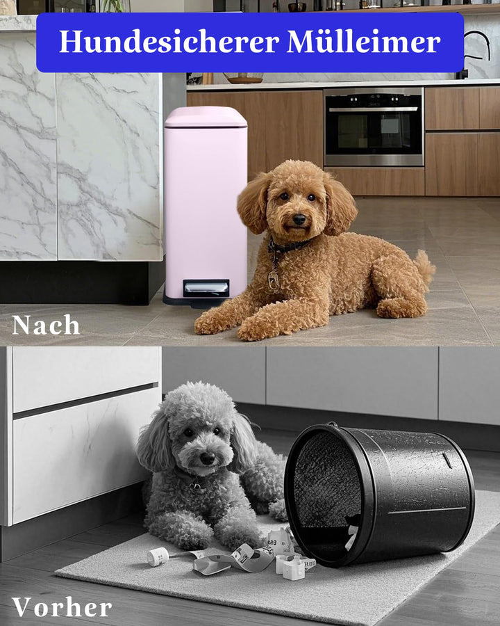 Mülleimer mit Deckel 10L,Edelstahl Mülleimer Bad,Klein Abfalleimer Bad,Tretmülleimer Edelstahl für B