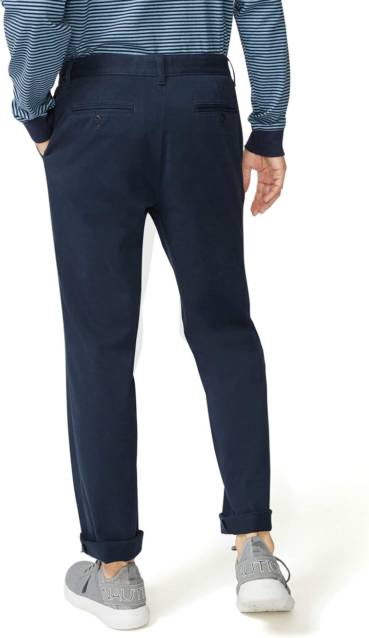 Nautica Herren Hose, Business/Leger Klassische Passform, Flache Vorderseite, Stretch, Solide Chino D