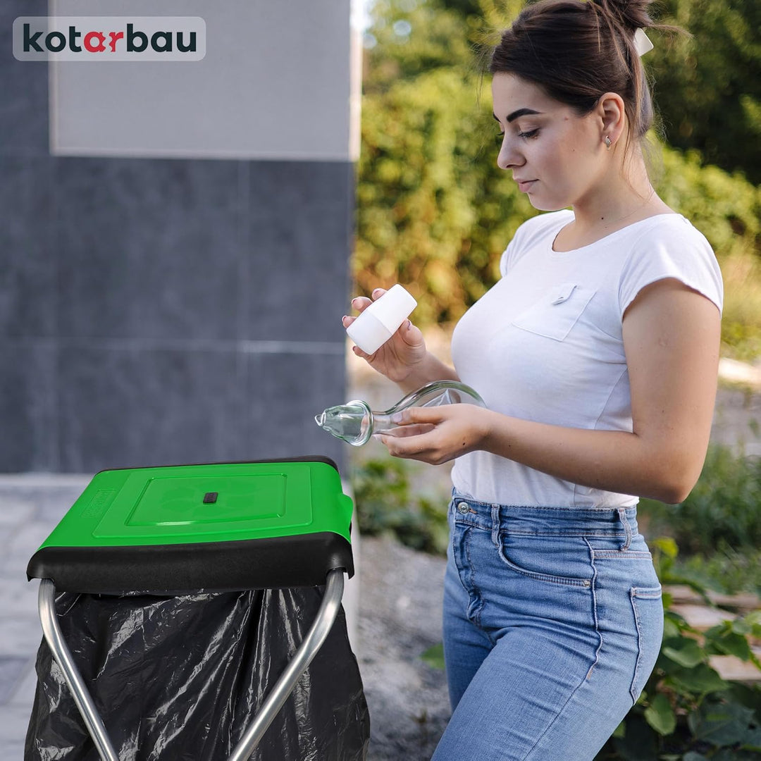 KOTARBAU® Müllsackständer 1 Fach Müllbehälter 33 x 77 x 85 cm Grüner Sack Ständer Metall Plastikmüll