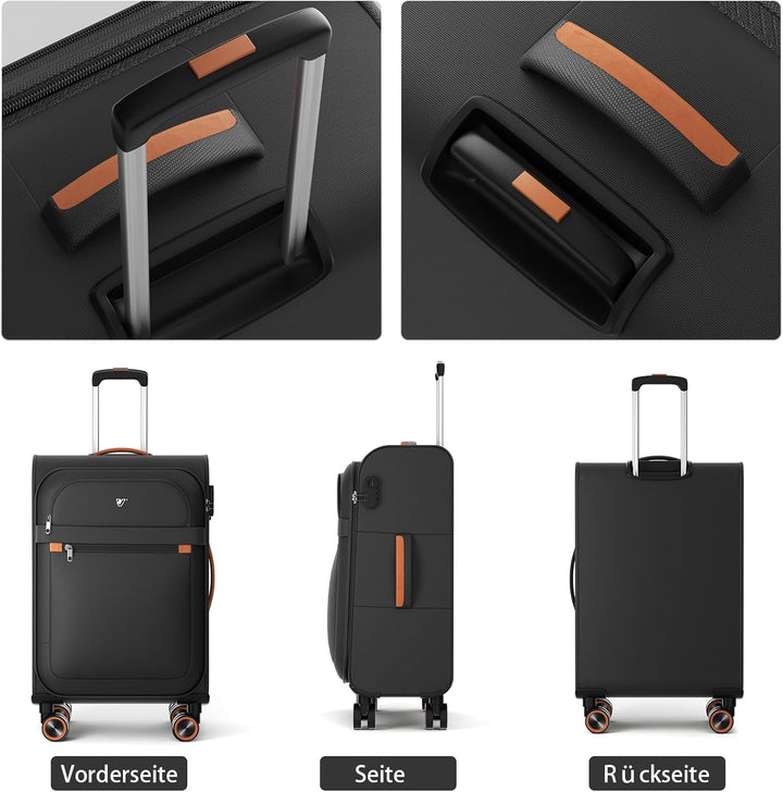 ABISTAB Weichschalenkoffer gross 78x48x30cm - Stoff Koffer Trolley - Leicht Reisekoffer mit 4 Rollen