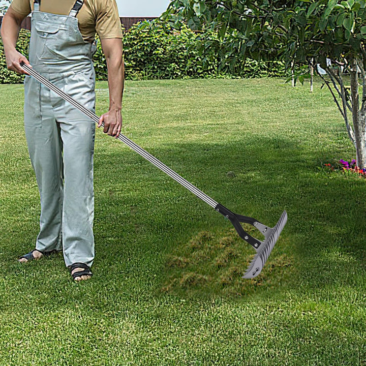 Rechen für Strohbesen – 38,1 cm breiter verstellbarer Griff, Rechen mit verstellbarem Rechen, Unkrau