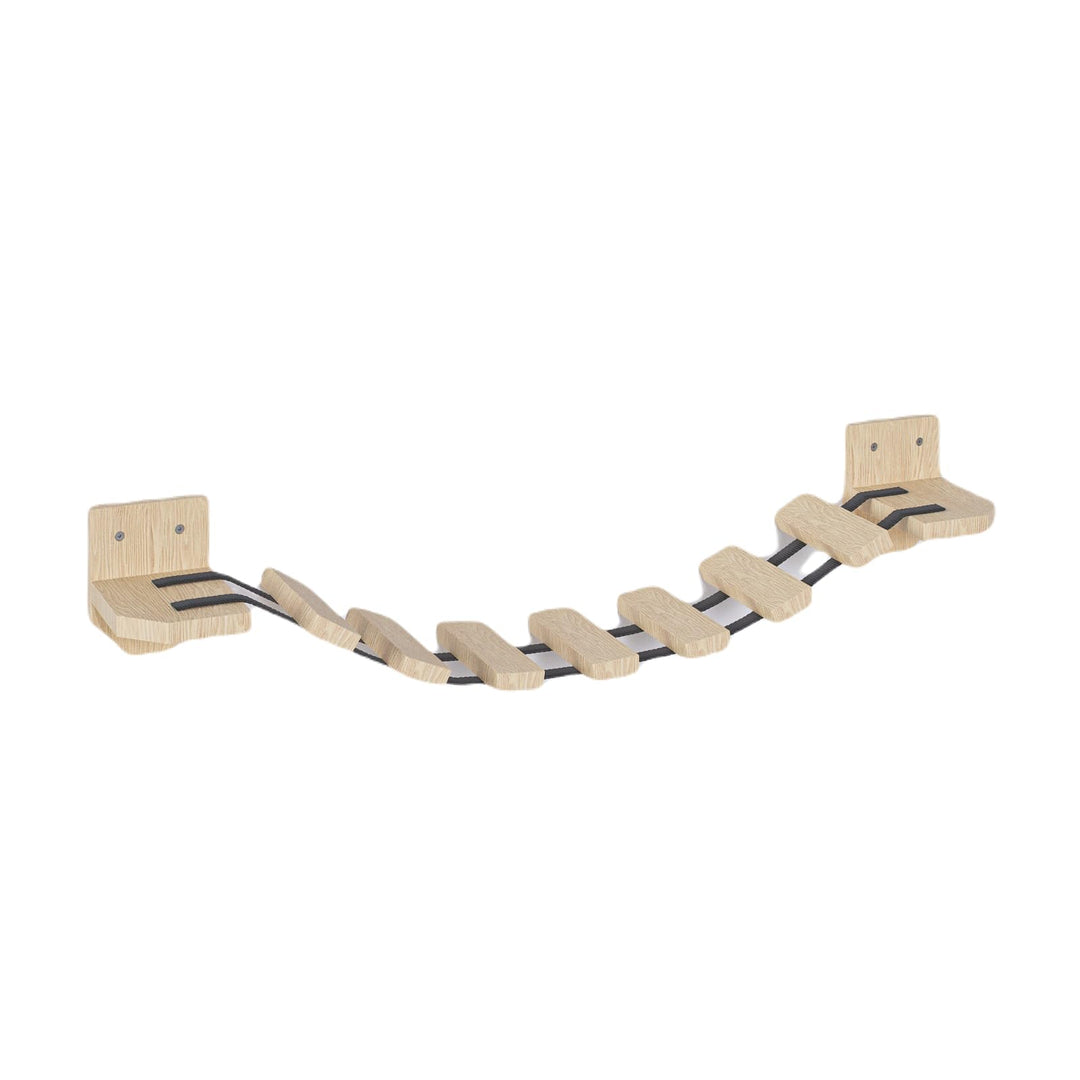 Hängebrücke für Katzen mit Regalen Kletterwand Katzenmöbel Wandmontage 7 Stufen Holz Kiefer 85 cm (K