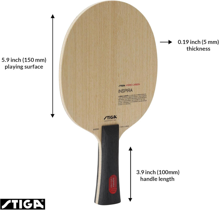 Stiga Tischtennisholz Inspira Hybrid Carbon für perfekten Spin und Starke Angriffe Konkav, Konkav