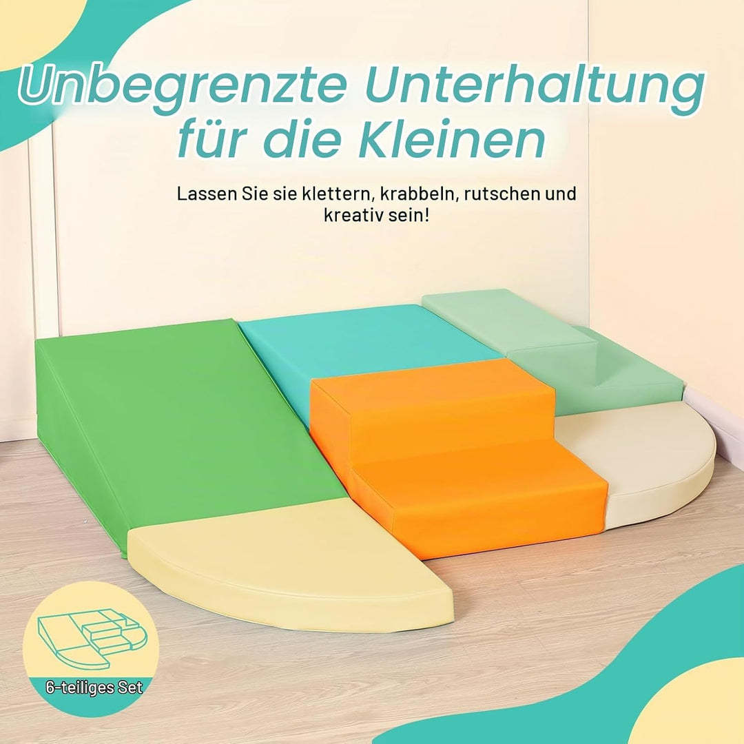 Wilwolfer Schaumstoff Bausteine Kinder Klettern Indoor: 6 Softbausteine Riesenbausteine Spielbaustei