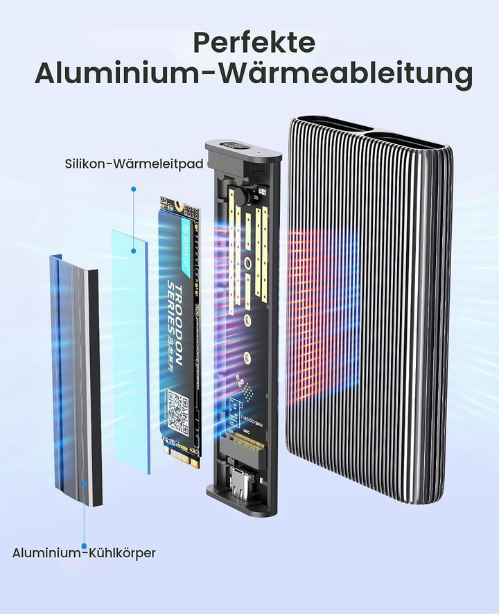 ORICO Dual M.2 NVMe SATA SSD Gehäuse, USB C auf M2 Adapter für M Key PCIe, B+M Key, B Key 2230/2242/