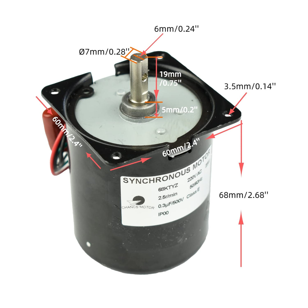 CHANCS Elektromotor-Grill mit hohem Drehmoment 68KTYZ 220V 5RPM CW/CCW Drehmoment 70Kgf.cm Konsolenh