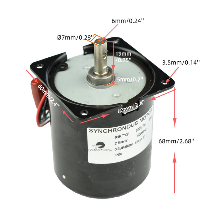 CHANCS Elektromotor-Grill mit hohem Drehmoment 68KTYZ 220V 5RPM CW/CCW Drehmoment 70Kgf.cm Konsolenh