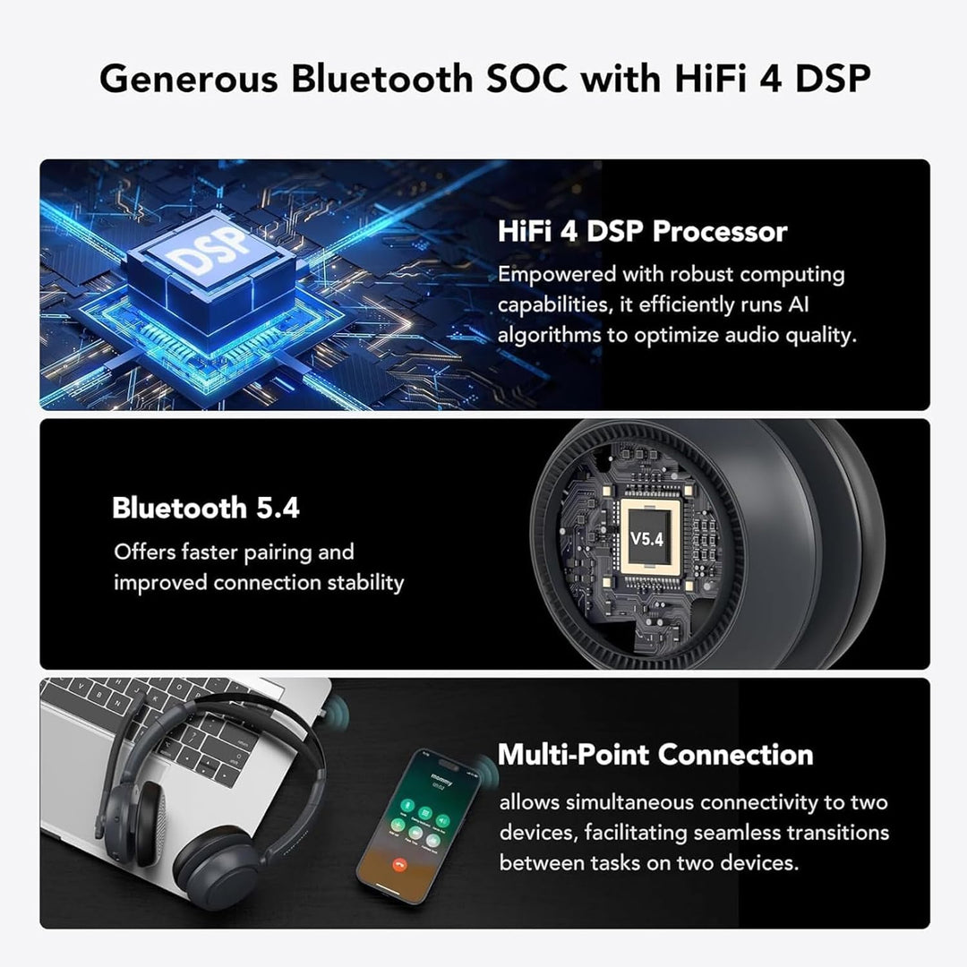 Nuroum HP31D(3rd Gen) Bluetooth Headset mit Mikrofon Wireless, AI Rauschunterdrückung für Anrufe/45H