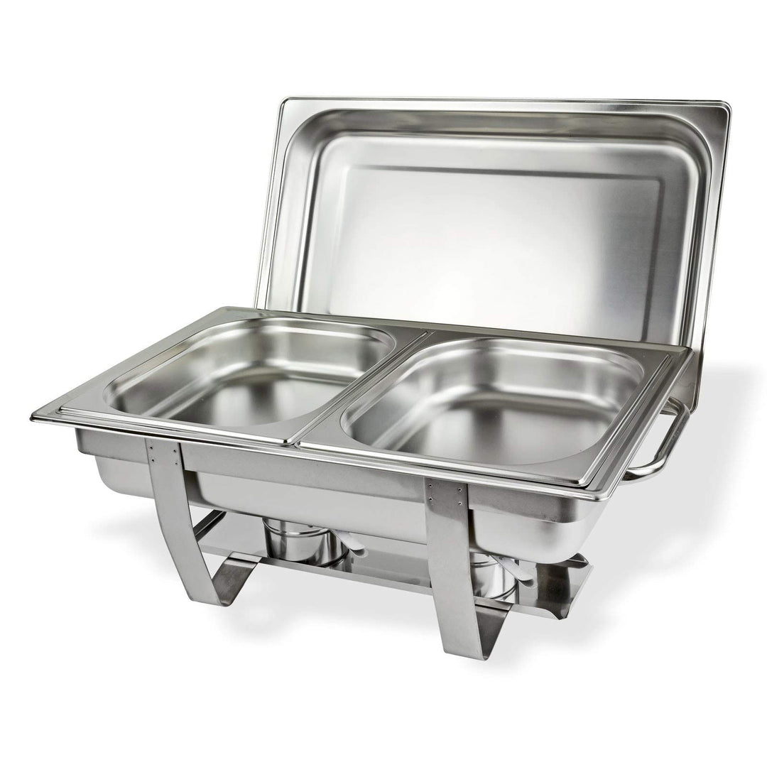 DEMA Speisenwärmer Edelstahl – Warmhaltebehälter, Chafing Dish, Buffetwärmer – 2 Schalen, hygienisch
