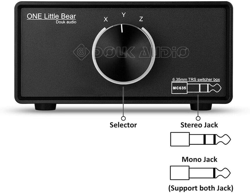 Douk Audio Mini 3-Way Tragbar Mono/Stereo 6.35mm TRS Audio-Umschalter Switcher Box Kopfhörer Splitte