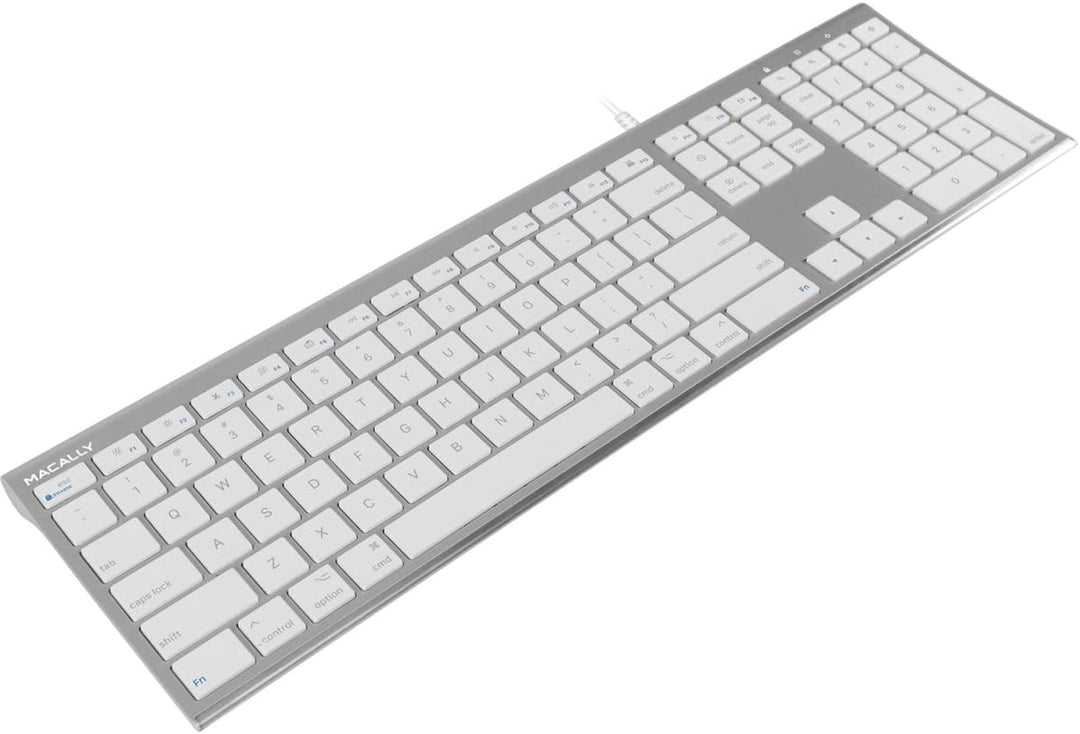 Macally Ultradünne USB-Tastatur mit Kabel, kompatibel mit Apple-Tastatur oder Windows – Tastatur in