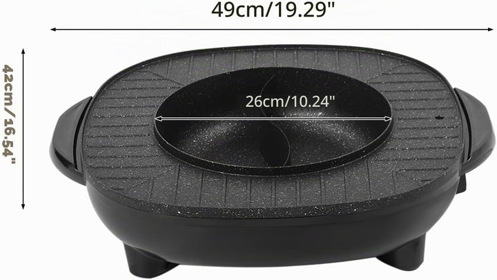2000W Hot Pot Elektrischer, 2 in 1 Hotpot und Tischgrill für 5-6 Personen Electric Hot Pot Indoor Ko