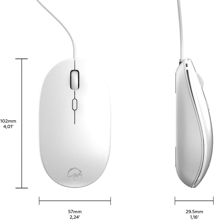 Mobility Lab ML301884 Wired Optische Maus 1600 DPI für Mac und PC-weiss, wired