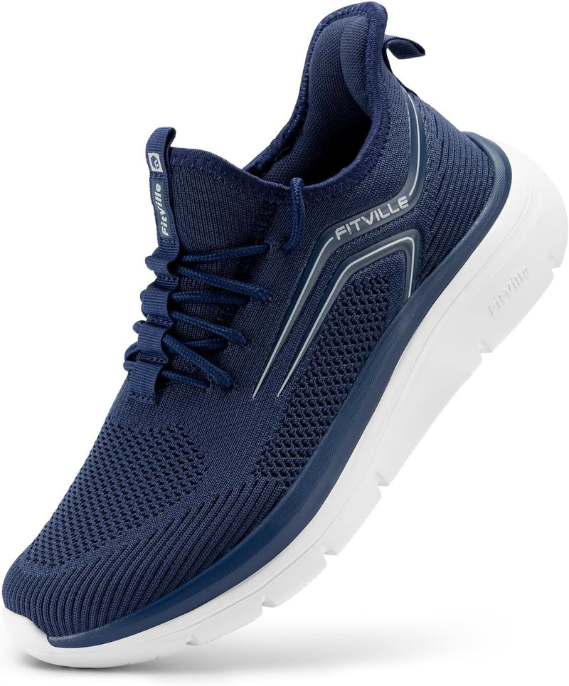 FitVille Extra Weit Laufschuhe Herren Gedämpft Joggingschuhe Helle Sohle Strassenlaufschuhe Atmungsa