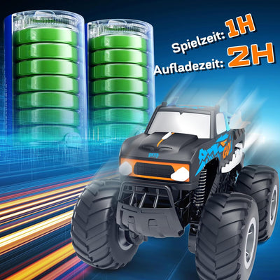 Gindoly Ferngesteuertes Auto,2,4 GHz Ferngesteuerter Monstertruck, 4WD 15+ km/h Hobby Offroad RC Aut